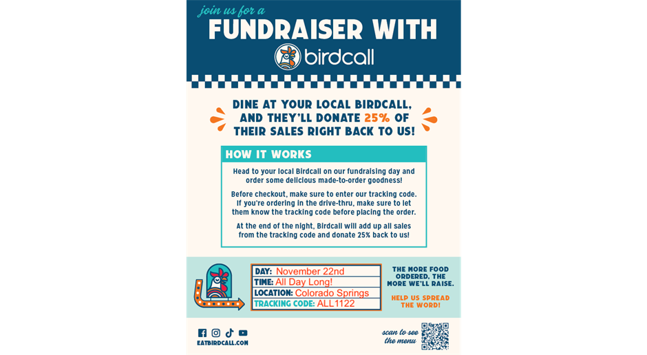 Birdcall Fundraiser - November 22nd